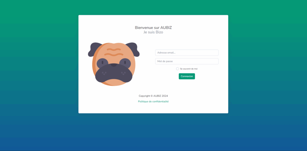 ecran de connexion avec login et mot de passe